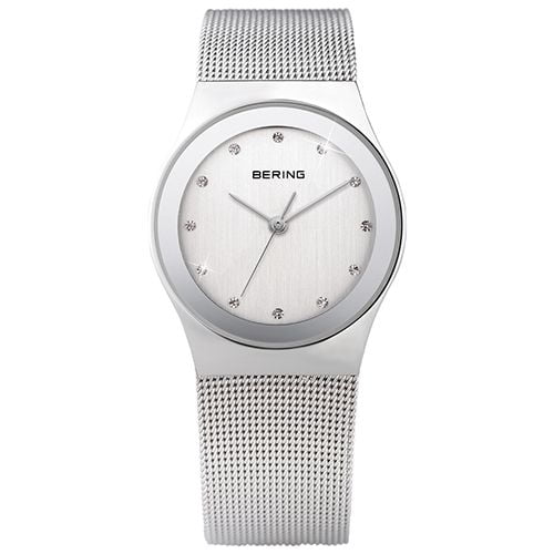 Reloj Bering chica malla plata esfera blanca 27mm 12927-000