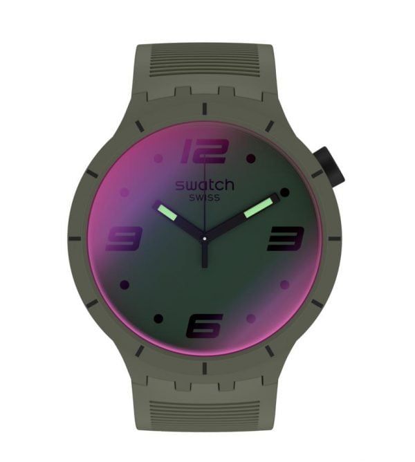 Reloj Swatch Futuristic Green correa verde oscura SO27M105