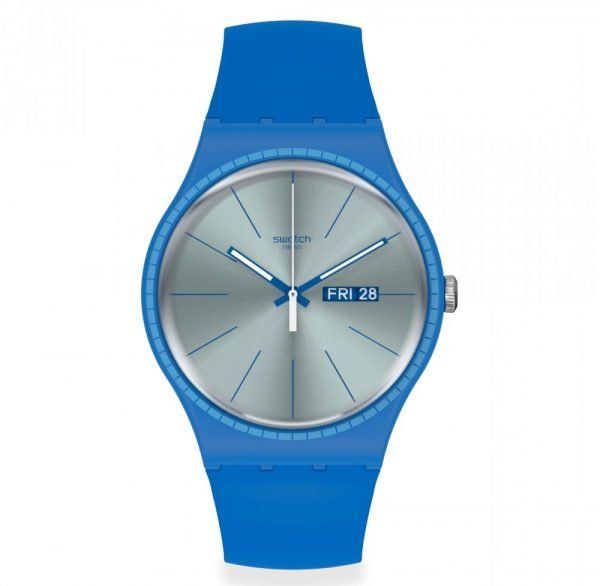 Reloj Swatch azulon segundero blanco blue rails suon714