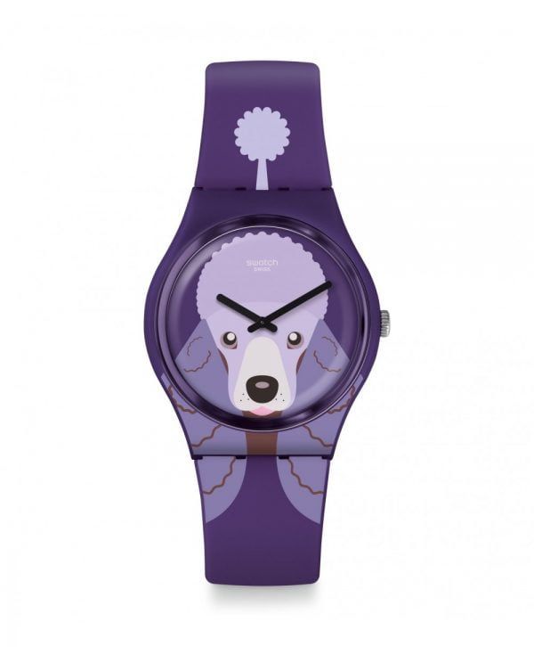 Reloj Swatch morado perro purple poodle GV133