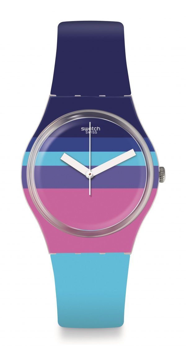Reloj Swatch rotula azules y morados ge260