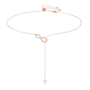 Swarovski collar infinity rosado con cristales blancos baño tono oro rosa 5521346