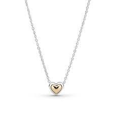 Collar plata corazon con interior corazon oro 14k Pandora 399399C00-45