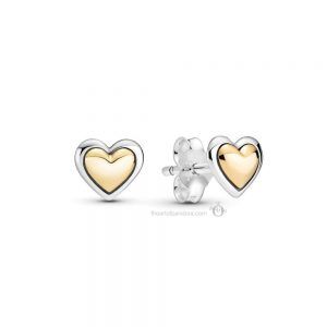 Pendientes plata corazon centro corazon oro 14k Pandora 299389C00