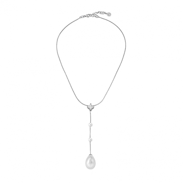 Collar Majorica plata modelo Rosa 2 perlas 5mm y perla pera 12x20mm 15985.01.2.000.010.1