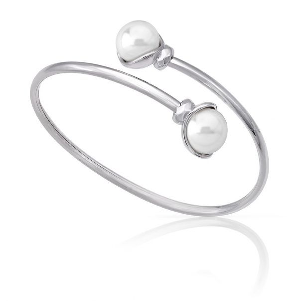 Pulsera Alina Majorica de plata con perlas chafadas de 10mm en los extremos 16346.01.2.000.010.1