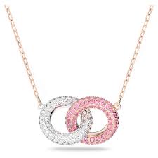 Collar stone Swarovski doble circulo cristales rosas y blancos 5642884
