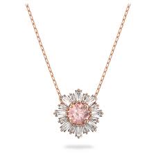 Collar sunshine rosado cristales blancos centro rosado Swarovski 5642961